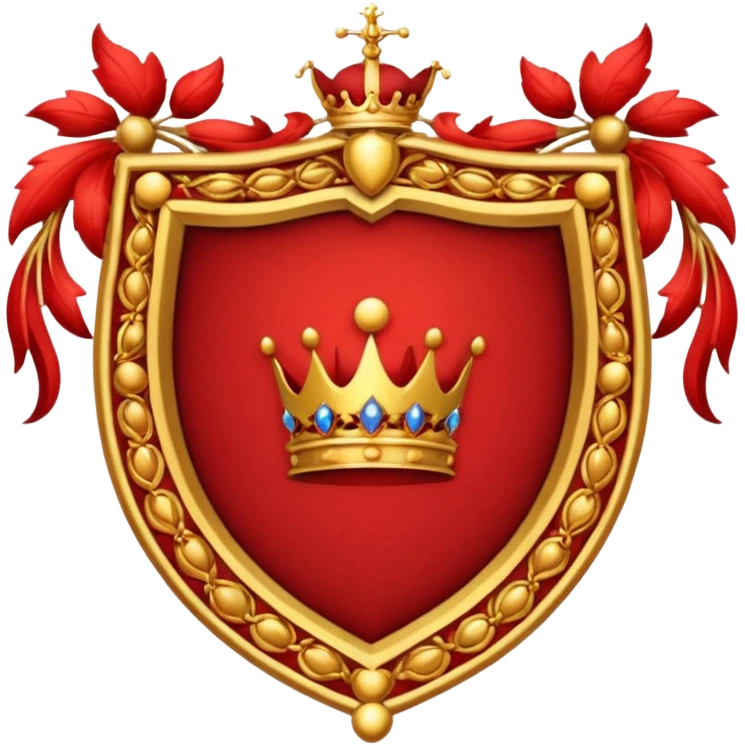Royal crest, red theme, gold frames emoji