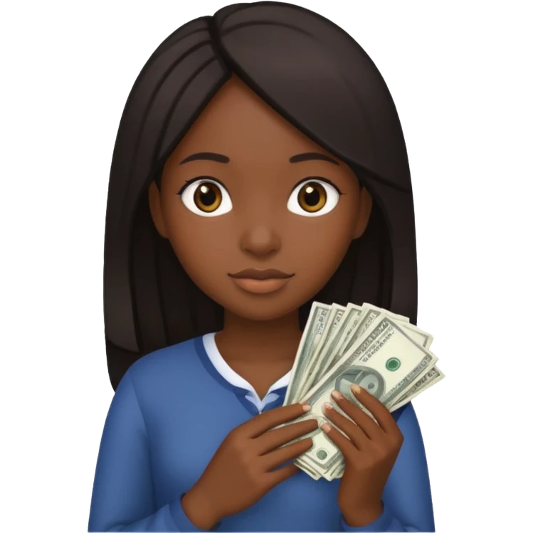 Baddie Black girl holding a stack of money emoji