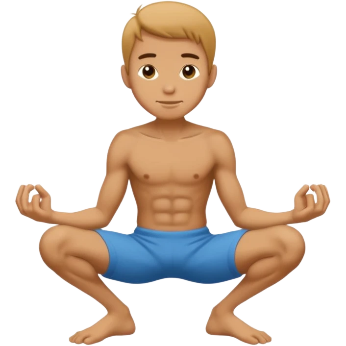 a skinny man doing a squat while holding his ankles and saying thank you emoji