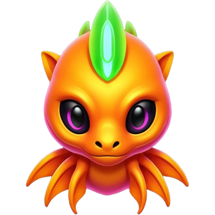 Exotic futuristic lush warm-colored neon Fakémon-creature emoji
