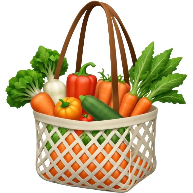 Net back with white nets that is used for shopping and putting vegetables in it emoji