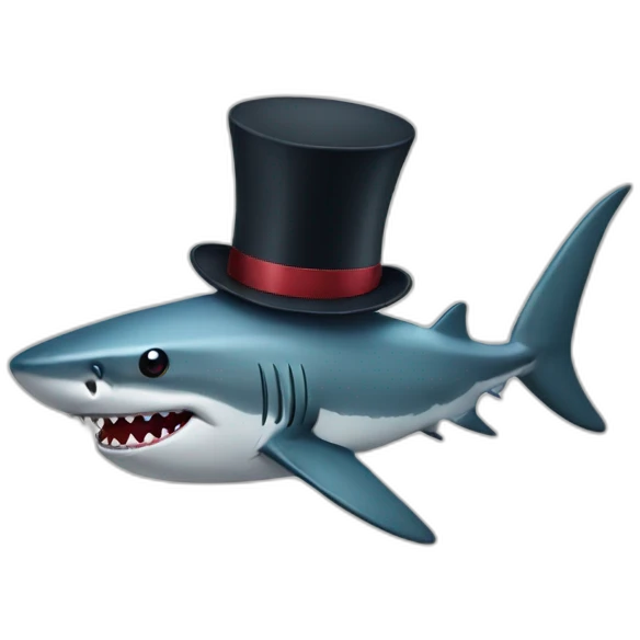Shark with a top hat emoji