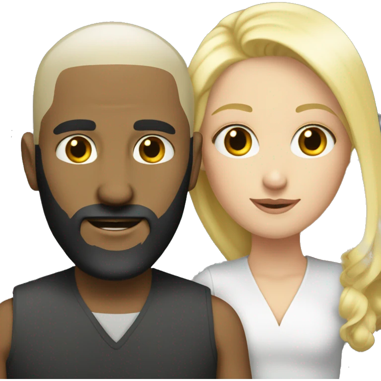 Blonde girl with bald white man with dark beard  emoji