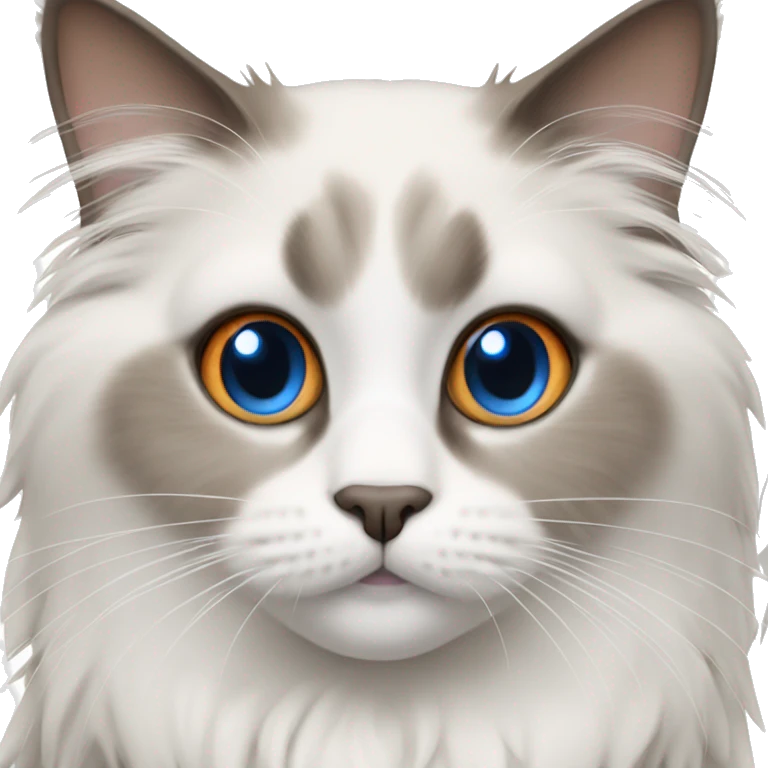 Ragdoll cat with blue eyes and orange ears and face emoji
