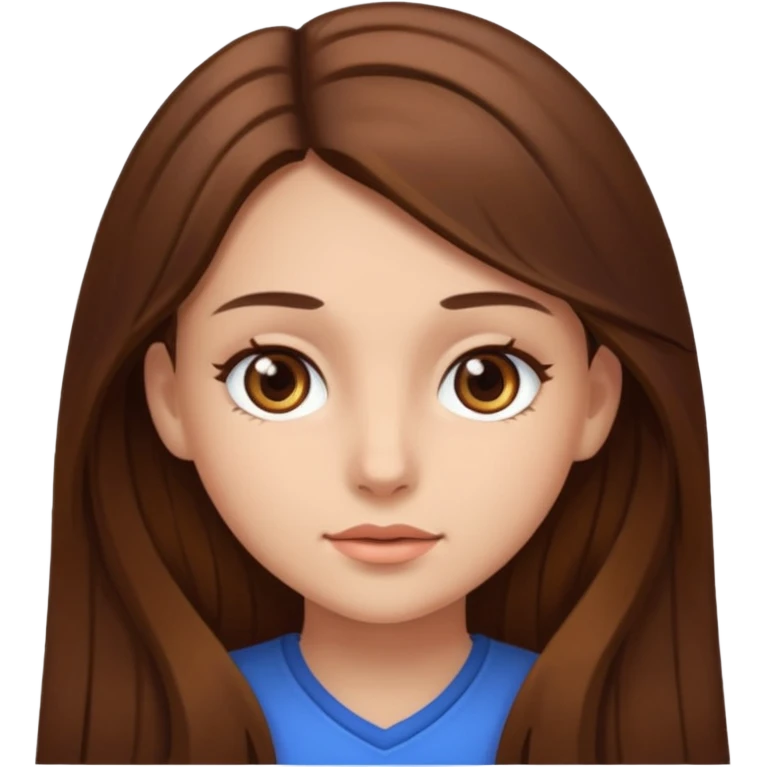 Emoji Fille cheveux long et brun yeux brun emoji