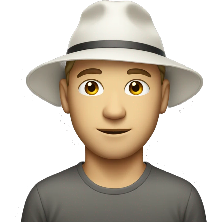white guy with a hat backwards emoji