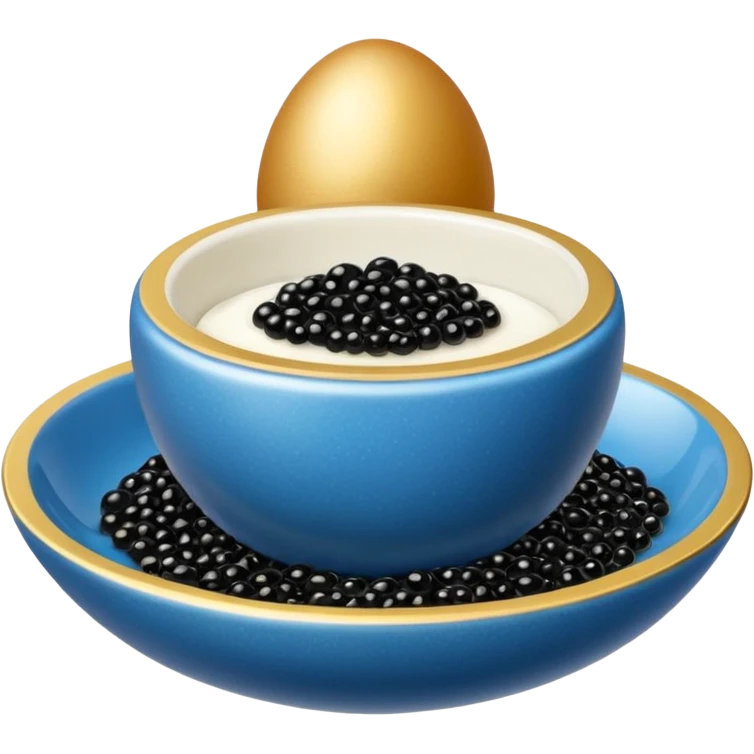 Cuenco azul y dorado con caviar emoji