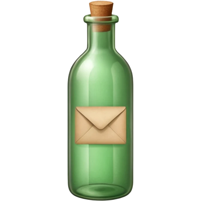 Message letter paper insside green Bottle emoji