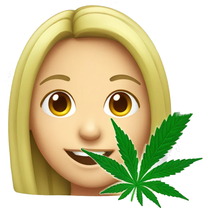 cannabis leaf with a  girl smiling  emoji