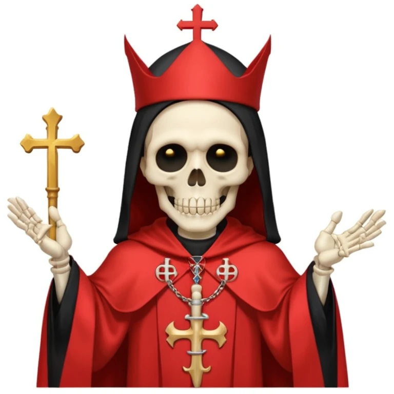 Skeleton metal singer in satanic pope robe with black hair emoji