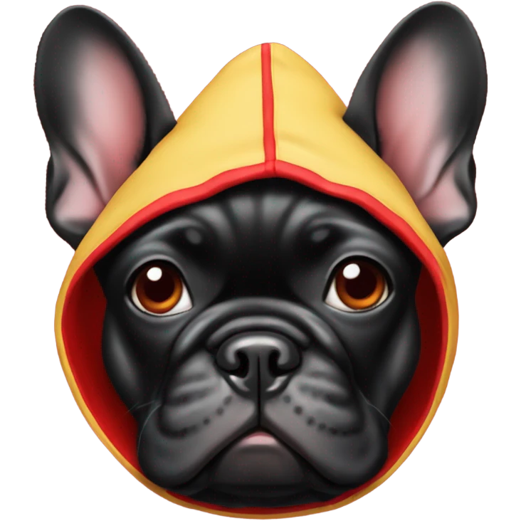 black french bulldog in red hood emoji