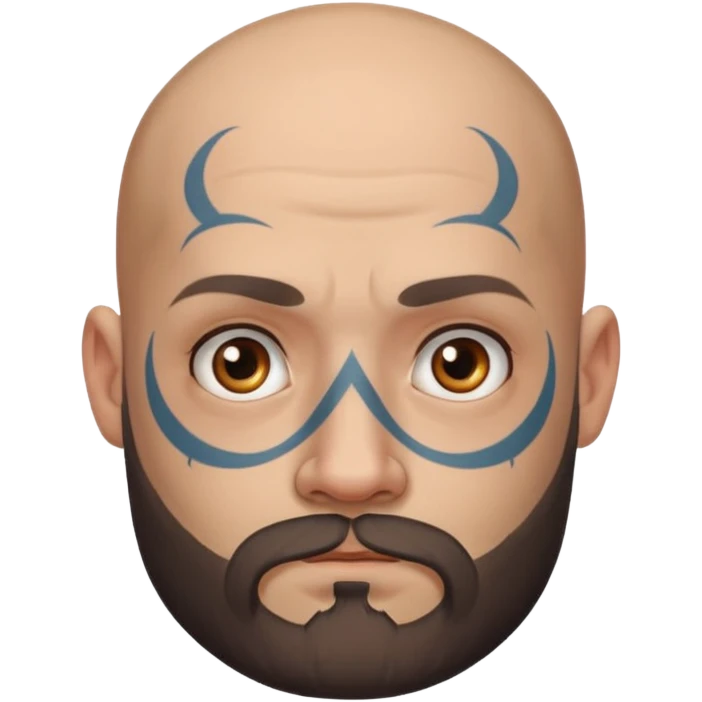 bald bearded man with face tattoo emoji