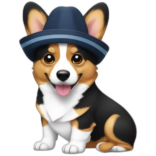 Corgi negro con gorro de marinero emoji