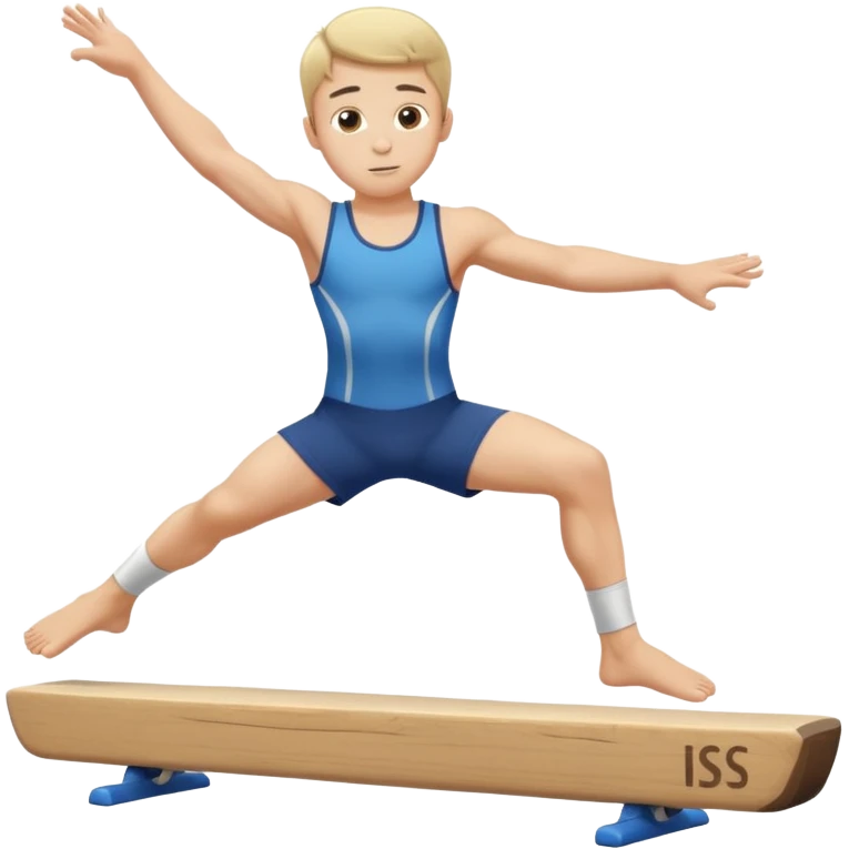 balance beam with a boy balancing on top flipping emoji
