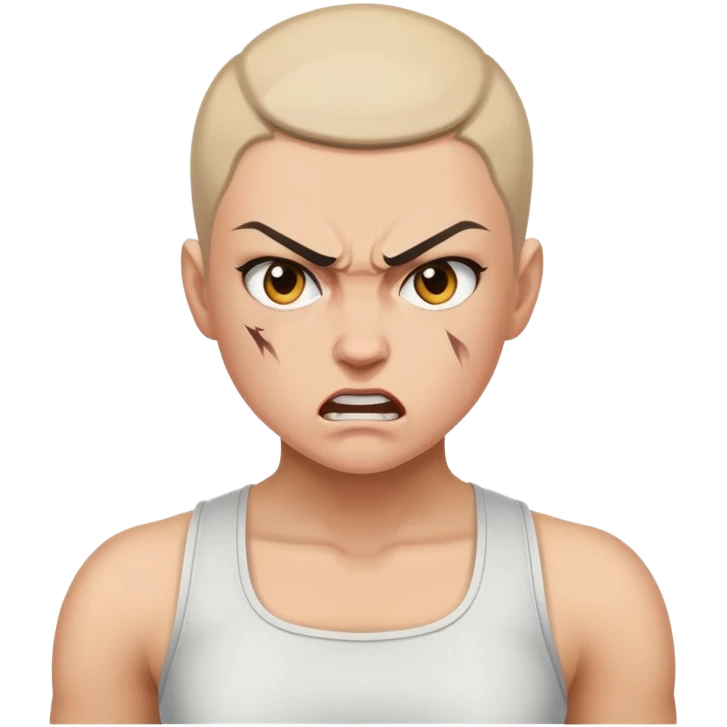angry feminist fighter with half shaved hair emoji