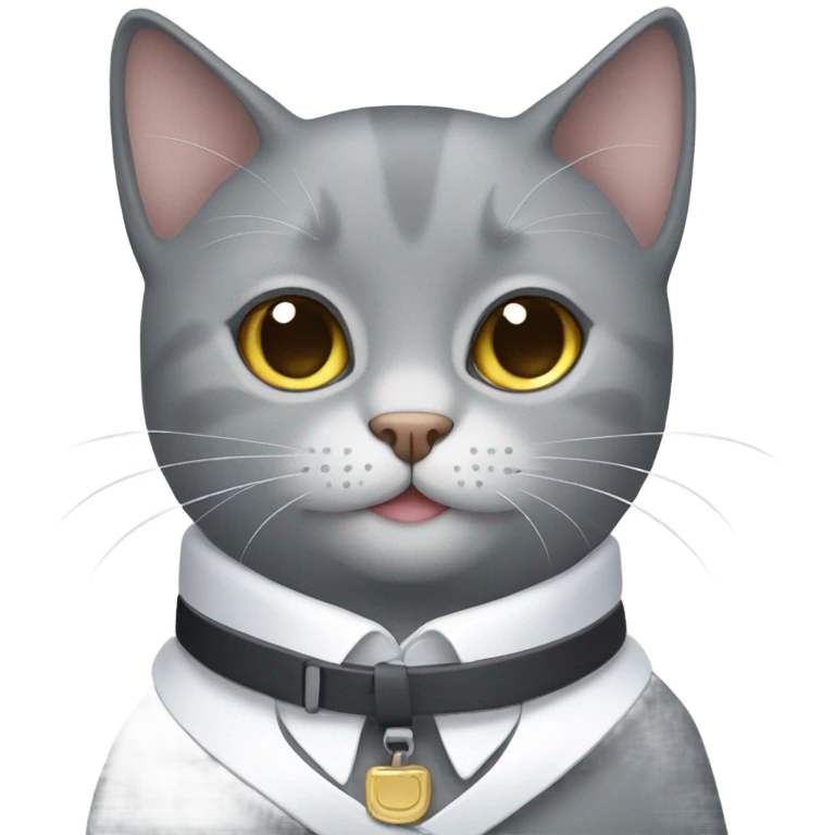 Cute grey cat with a white collar emoji