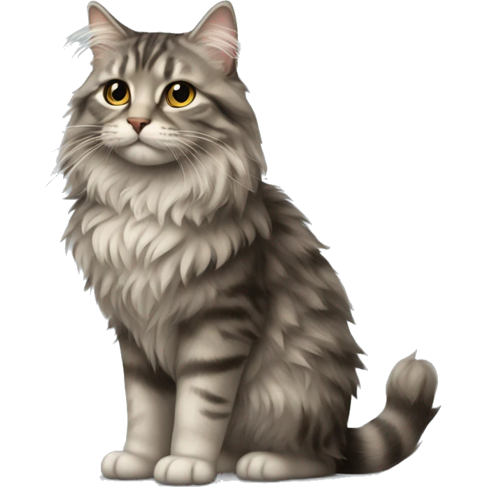 Marl long hair fluffy tabby full body emoji