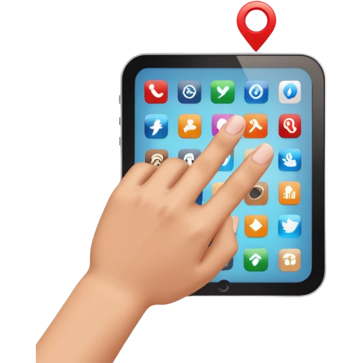 hand cursor pointing at a grid of app icons emoji