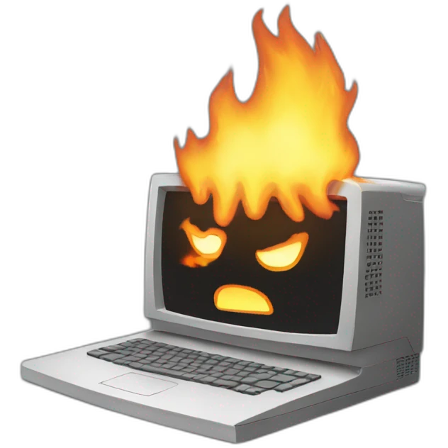 burning computer emoji