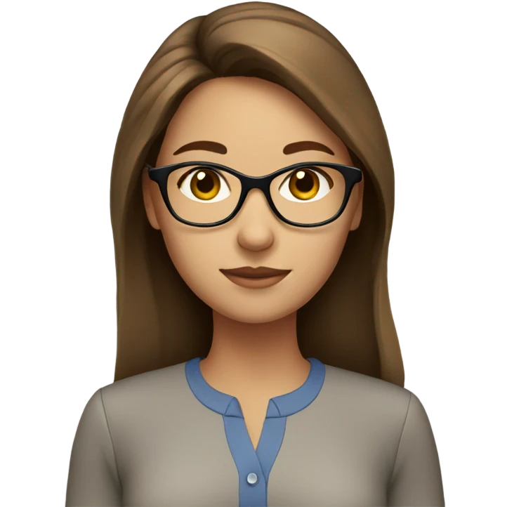 finance, girl with brown hair, glasses, shirt emoji