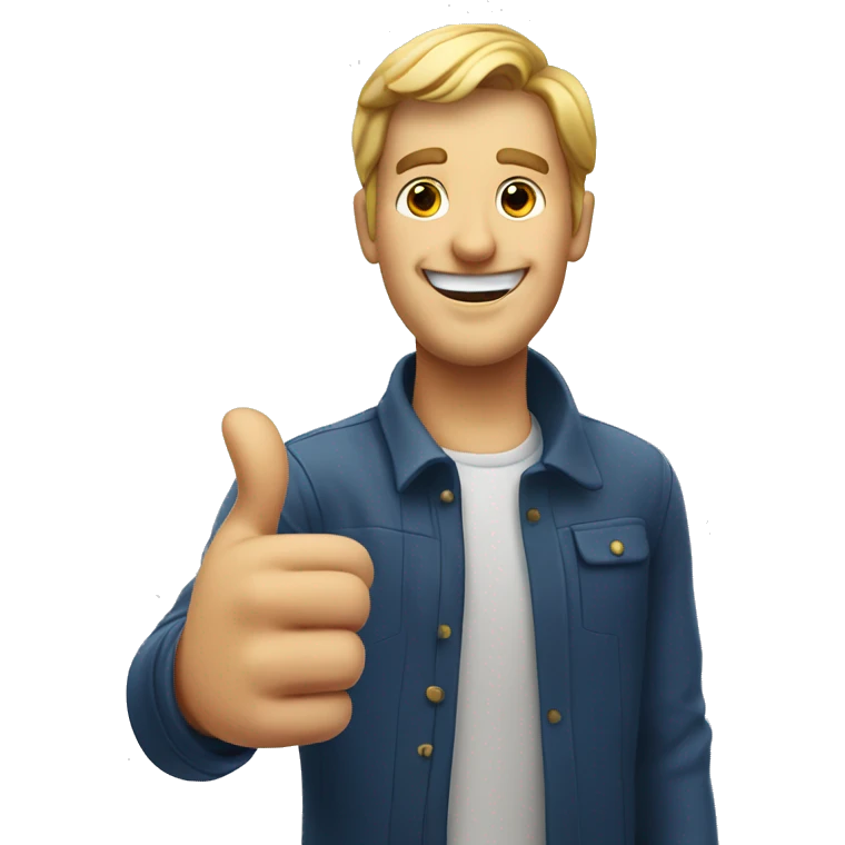 Smiling French man showing thumbs up  emoji
