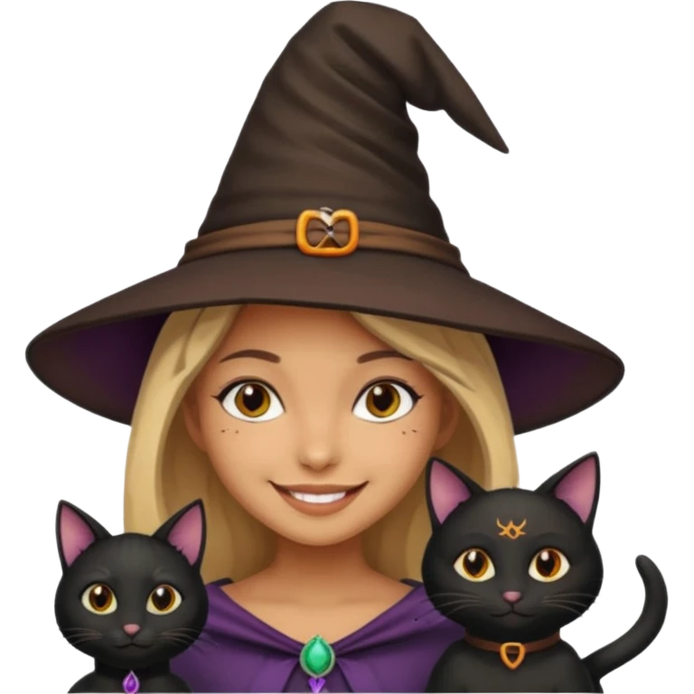 Make emoji of girl witch black cat emoji