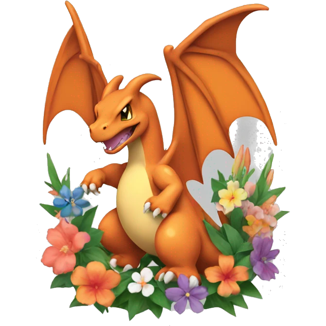 charizard with flowers in background emoji