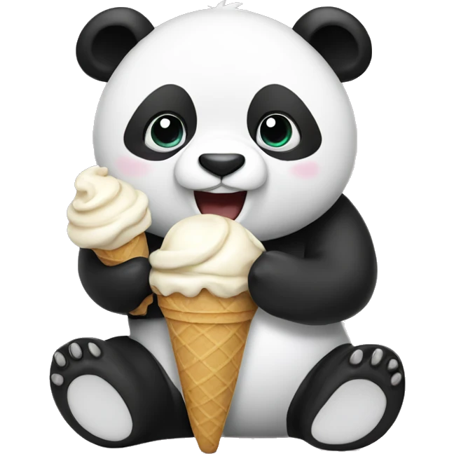 Panda eating ice cream emoji