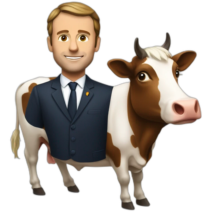 Macron sur une vache emoji