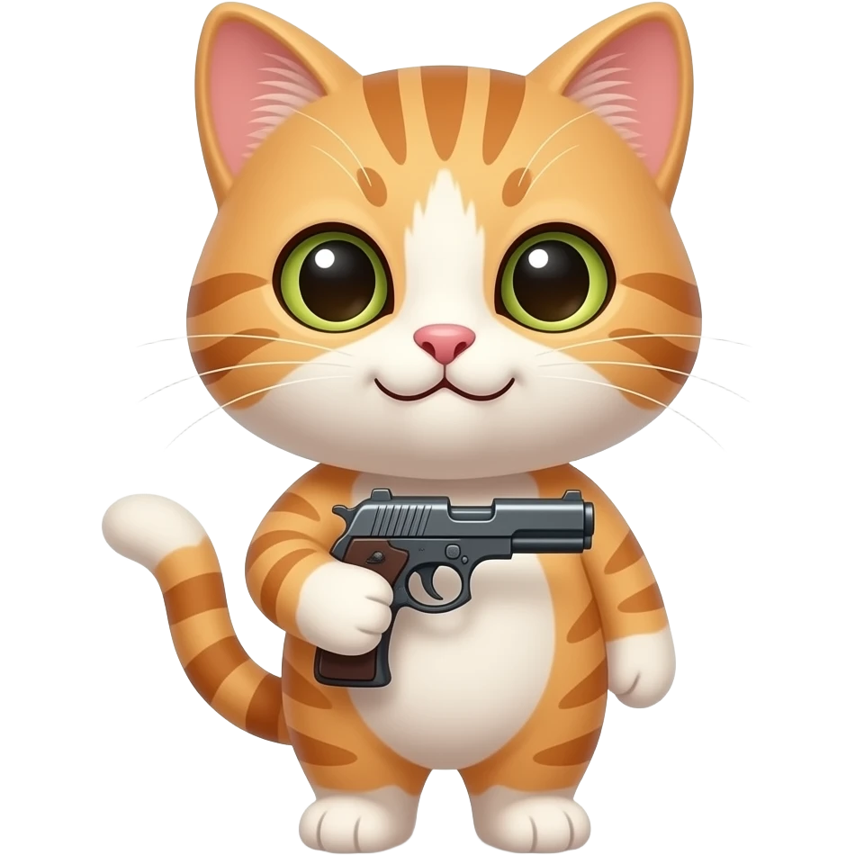 Chat mignon avec pistolet emoji