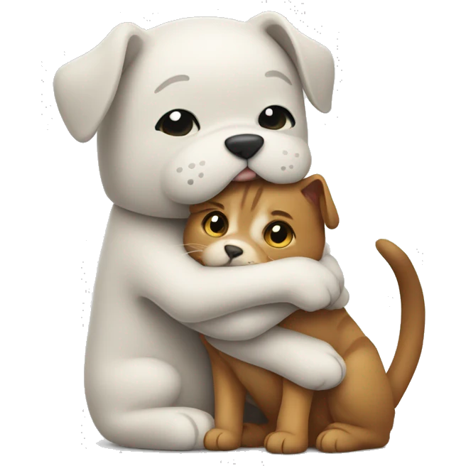 Cat and dog hug emoji
