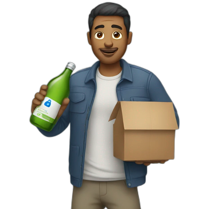 A man carries a bottle emoji