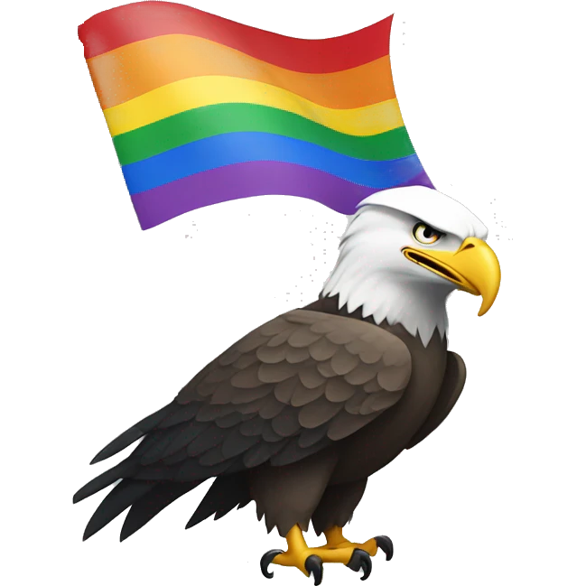 bald eagle holding pride flag with talons emoji