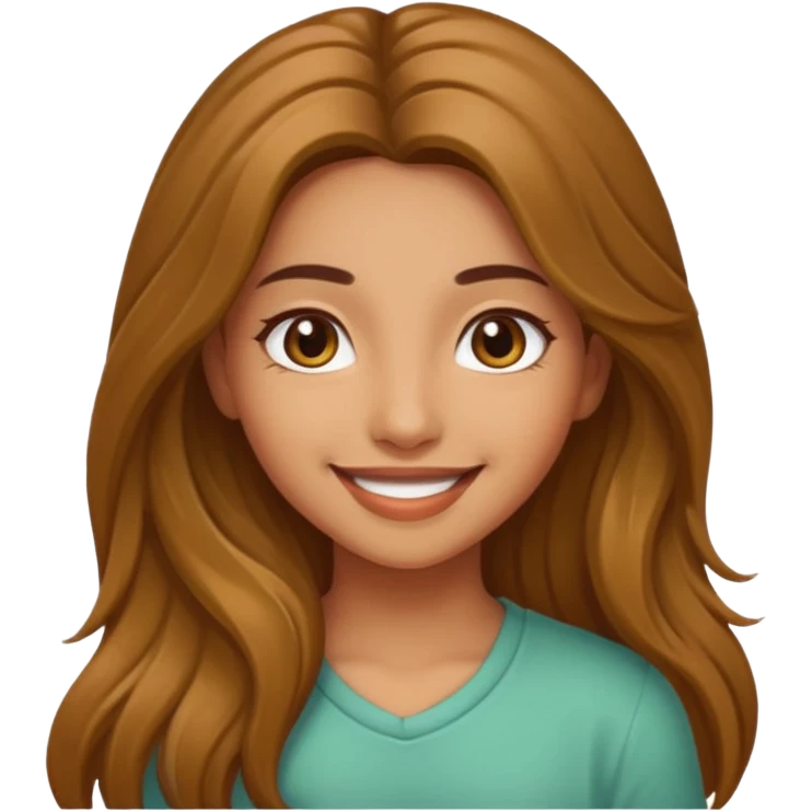 create a girl with hazel long hair, olive colour eyes and beautiful smile emoji