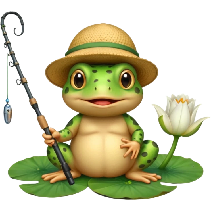 An adorable toad fishing emoji