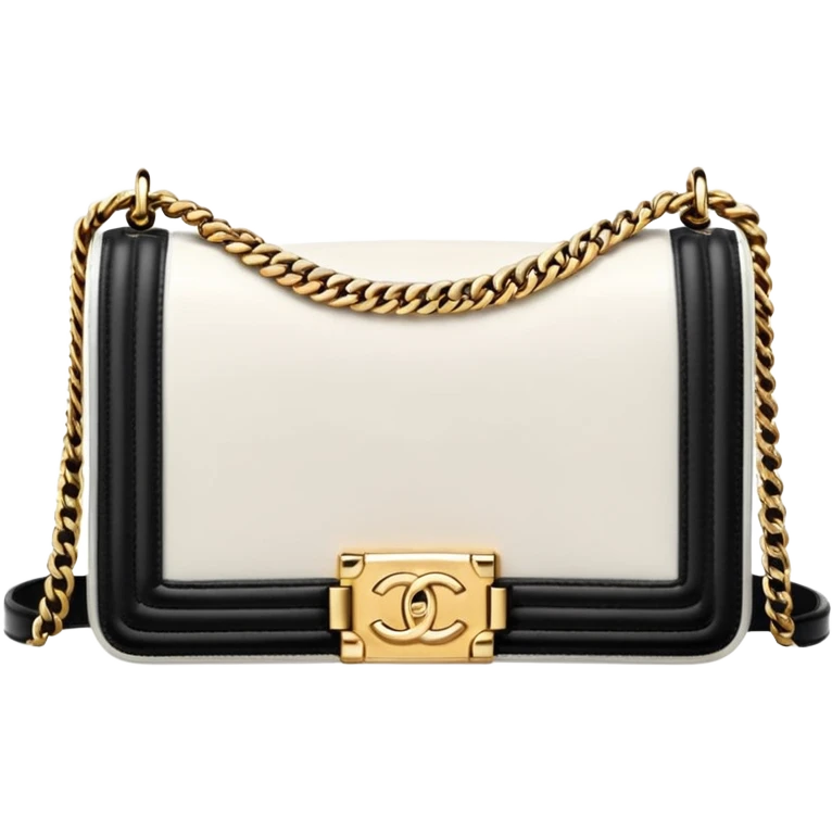 chanel le boy plain white bag gold hardware emoji