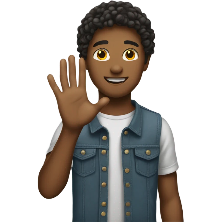 Young man holding his hand up creating an L emoji