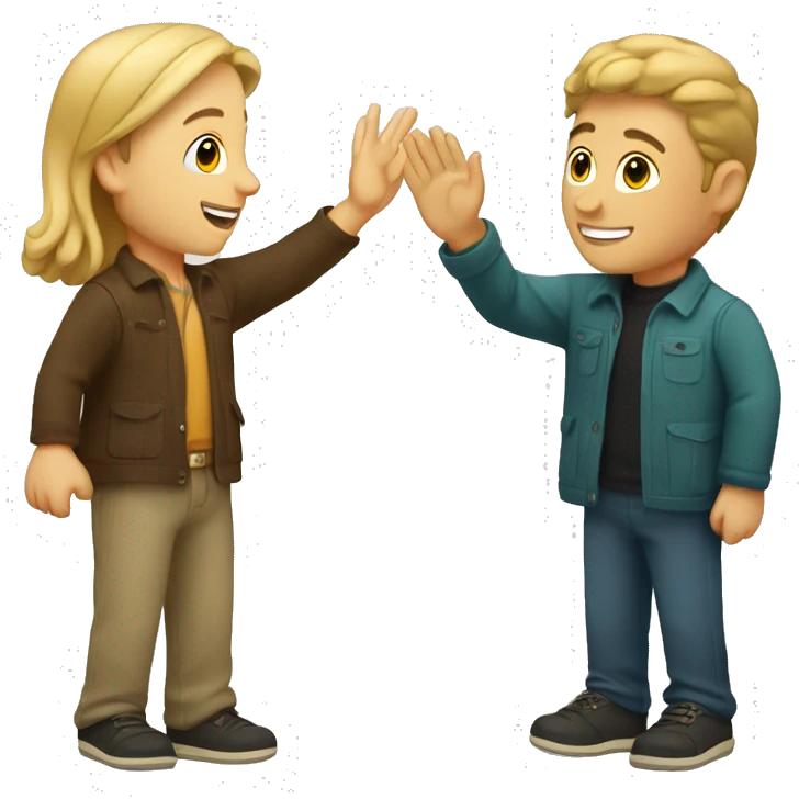 caucassian friends high fiving emoji