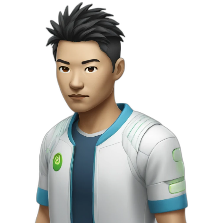 augmented cyberpunk asian dude in tennis uniform emoji