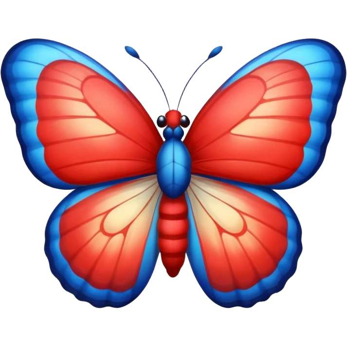 red-blue funny fat butterfly with small wings emoji