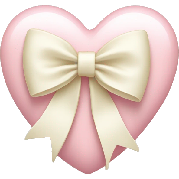 light pink heart with cream bow emoji