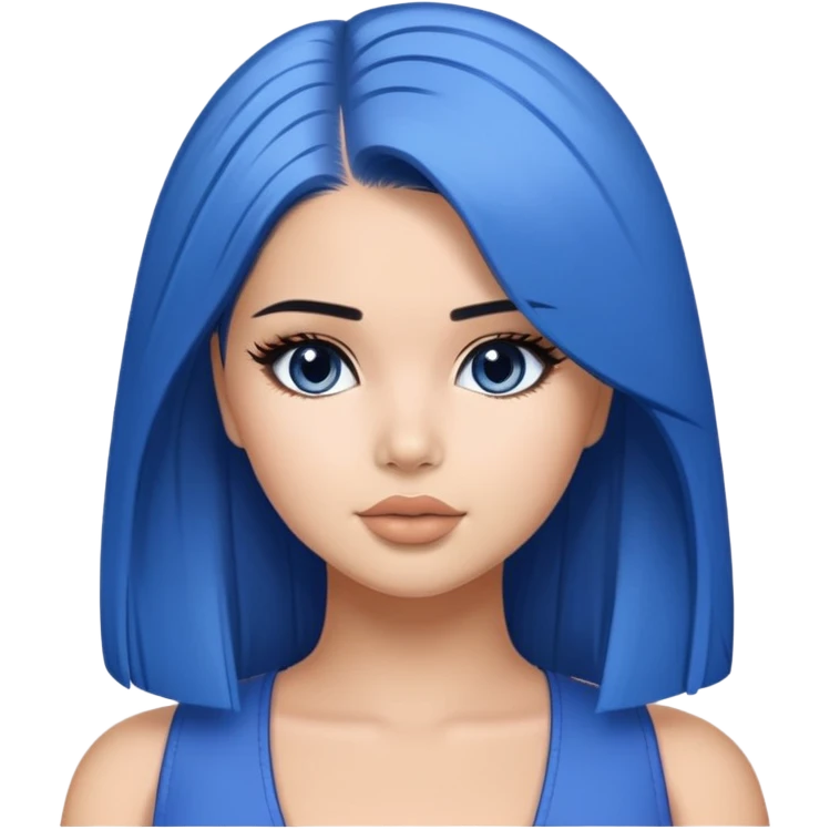 Perfect demi rose straight medium blue hair emoji