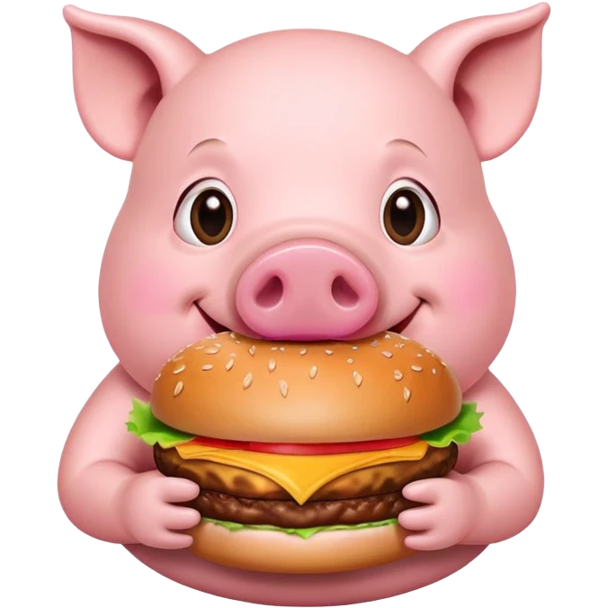 Piggy eating a burger emoji