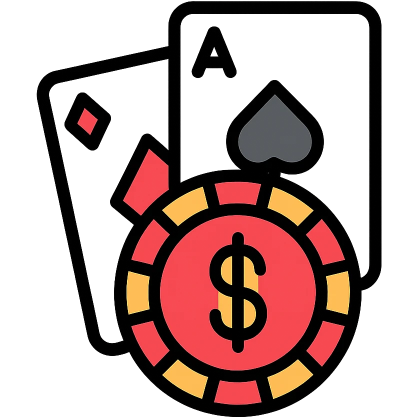 casino theme, poker chips and cards, modern icon style emoji