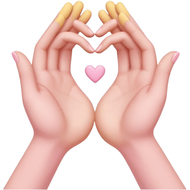 A pair of hands making a “heart” gesture in soft pink, beige and yellow pastel light emoji