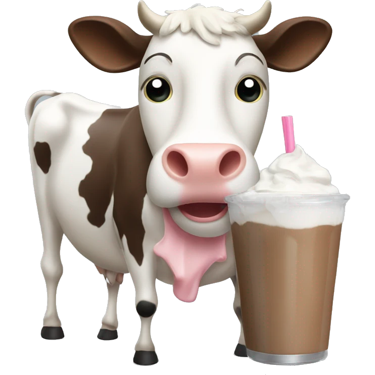 A cow making a milkshake emoji