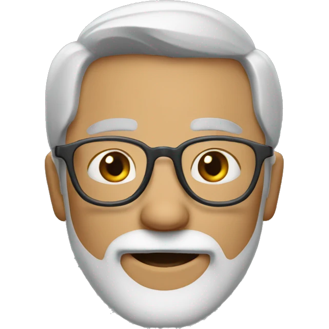 Create an emoji of a man with glasses, gray and white beard, very short gray hair, and with a facial expression of missing someone emoji