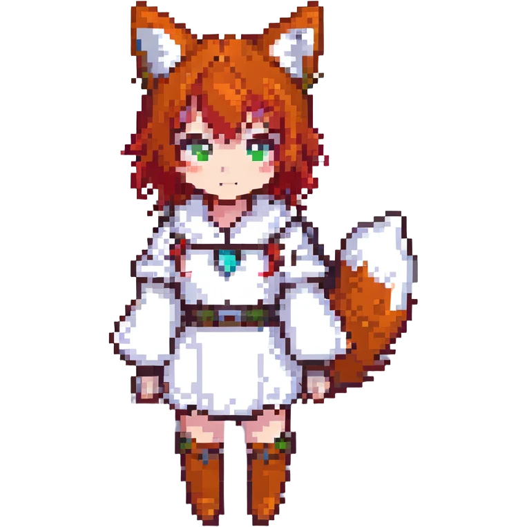 An anime girl with red hair in a fox costume emoji