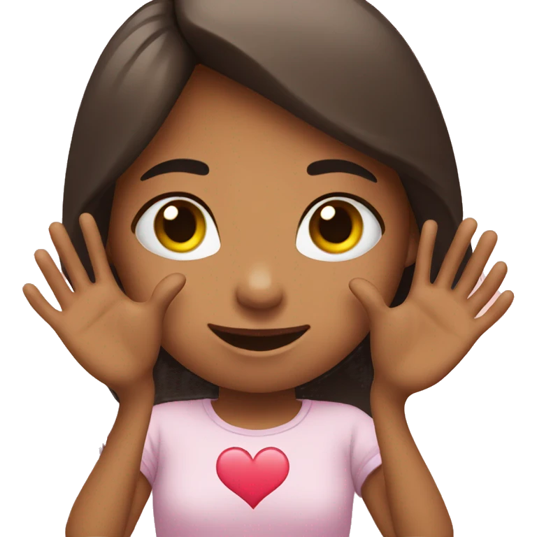 Girl doing love heart hands emoji