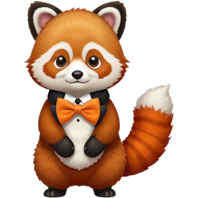 a red panda with orange bow tie emoji